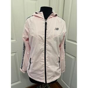New Balance Light Pink Hooded Windbreaker Lightweight Jacket